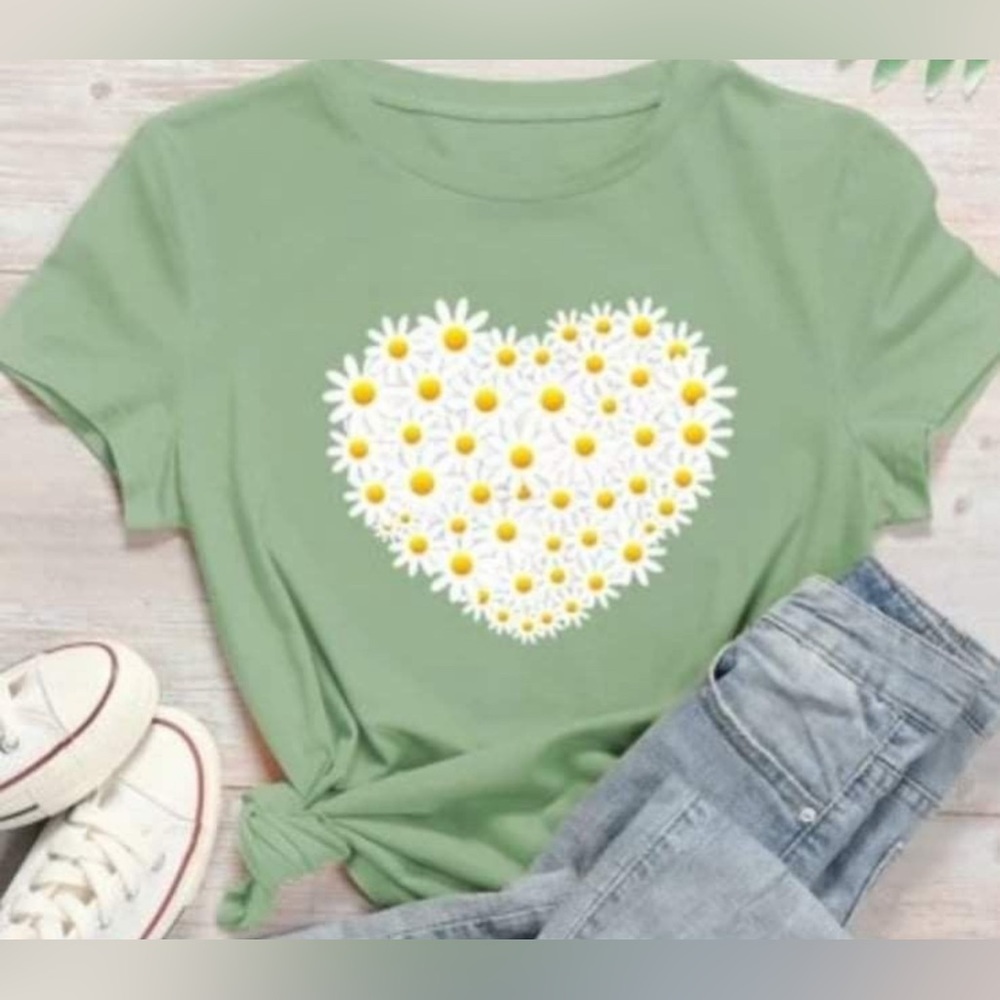 Women’s Short Sleeve Crew Neck Floral Print Tee Size Large